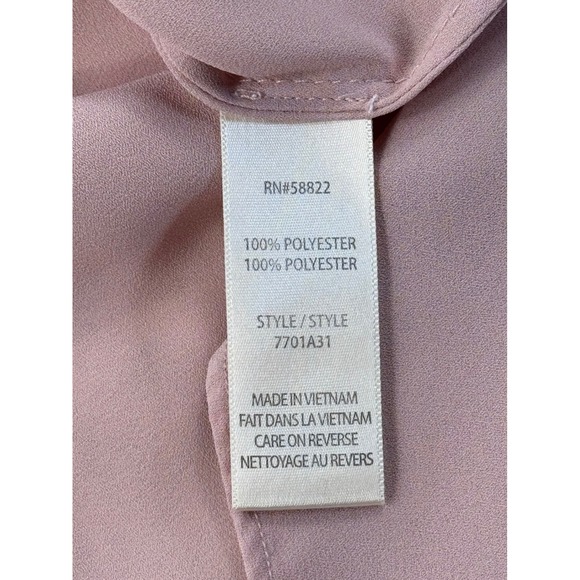 Max Studio Dusty Rose Pink Pleated Smocked V-Neck Blouse Top 7701A31 Small - Picture 8 of 9